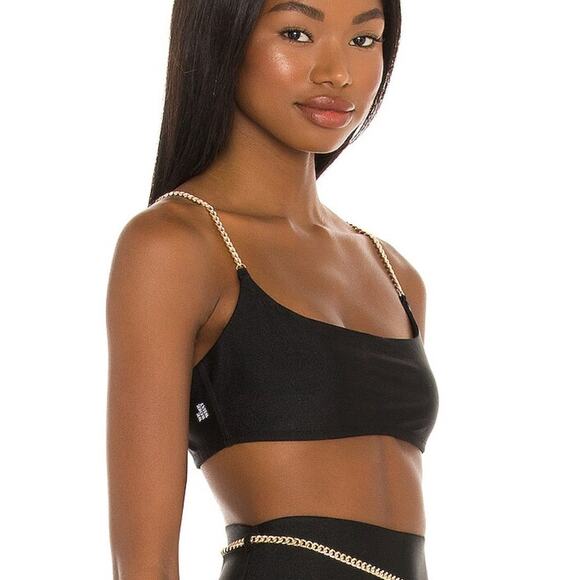 WeWoreWhat Gold Chain Black Cami Bra Top XS NEW - Picture 1 of 9